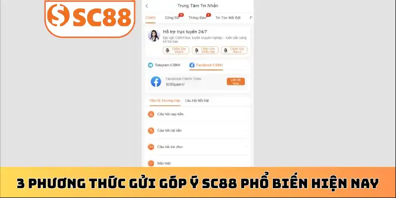 3 phương thức gửi góp ý SC88 phổ biến hiện nay