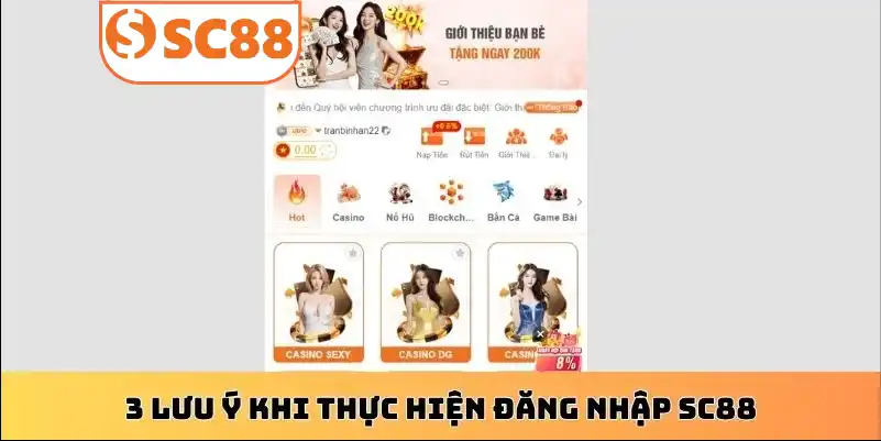 3 lưu ý khi thực hiện đăng nhập SC88