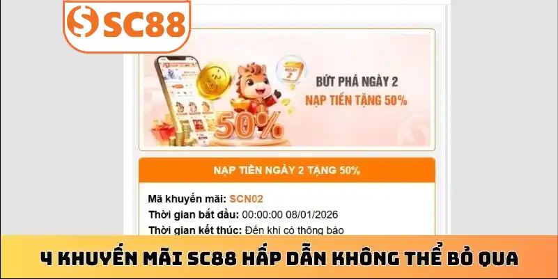 4 khuyến mãi SC88 hấp dẫn không thể bỏ qua