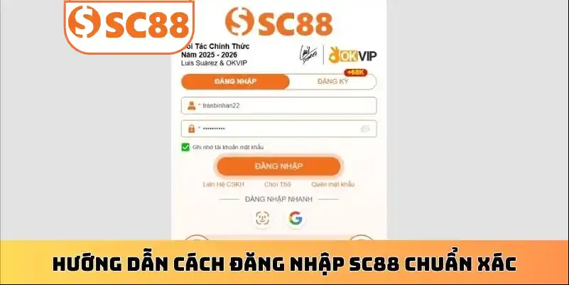 Hướng dẫn cách đăng nhập SC88 chuẩn xác
